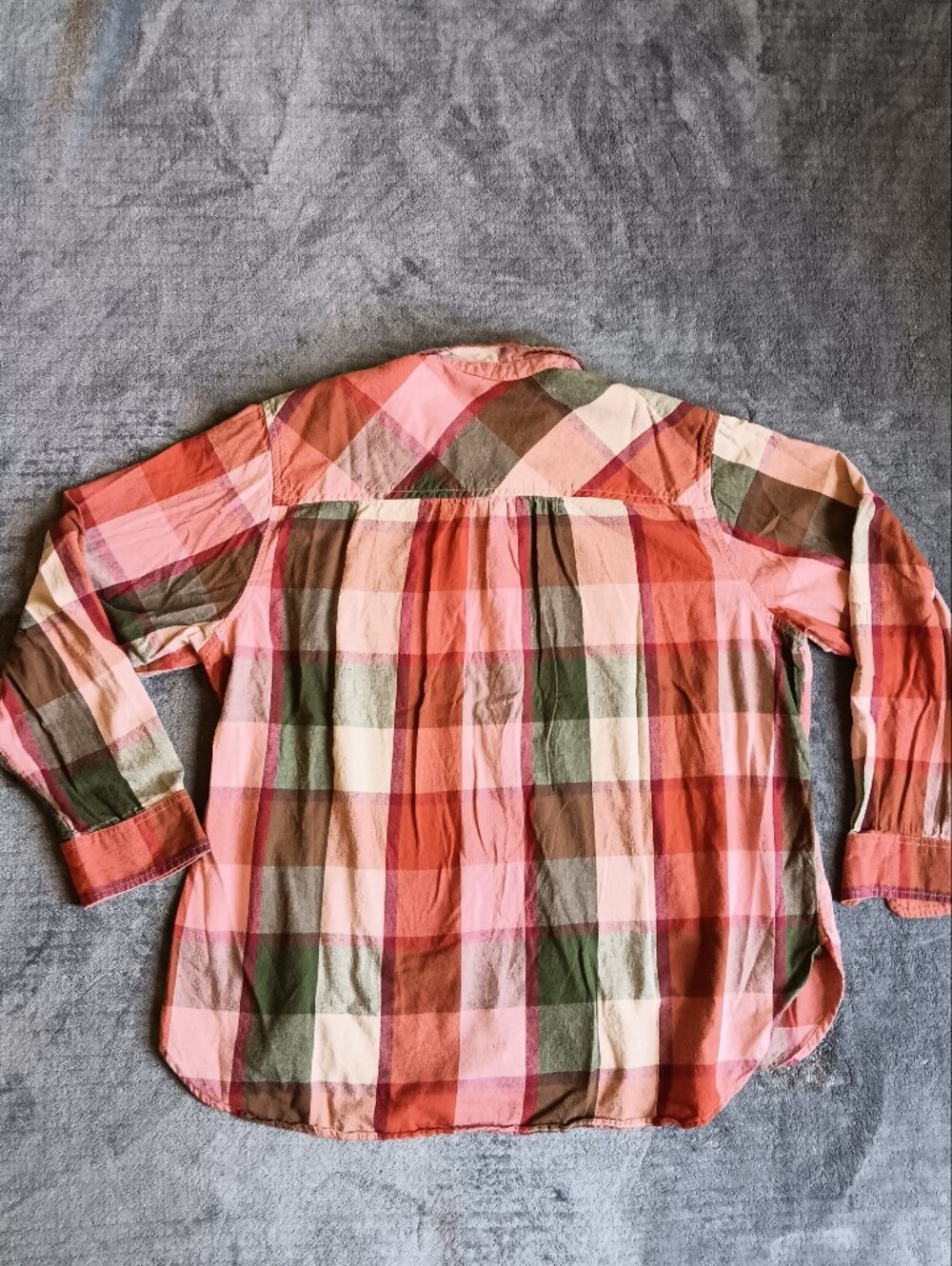 XXL Womens Pink & Rust Plaid Button-Up Shirt By Time & Tru, Plus Size Fall Top - Picture 6 of 6